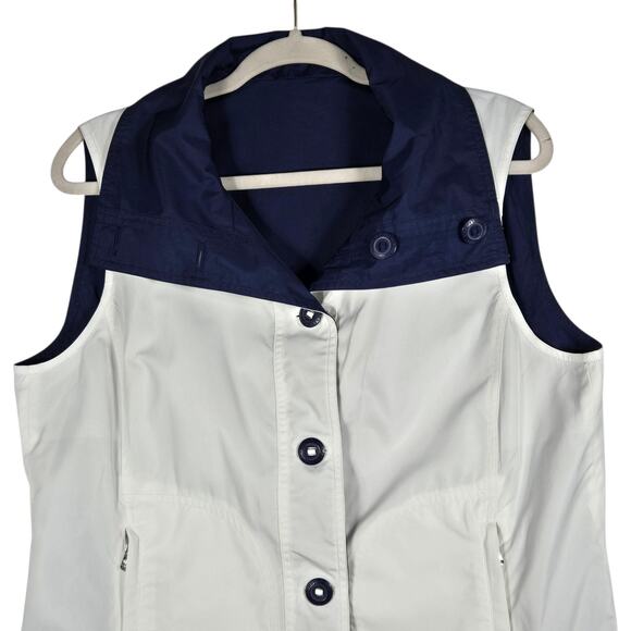 Lauren Ralph Lauren Vest Womens Large Navy White Reversible Collar Zip Pockets - Picture 4 of 10